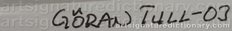 Authentic signature by Göran TULL on  artwork