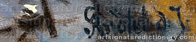 Authentic signature by Richard KNÖTEL on  artwork