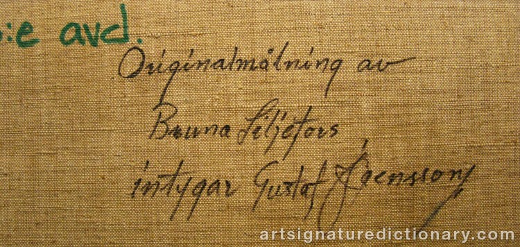 Close-up details showing Bruno LILJEFORS signature forgery characteristics