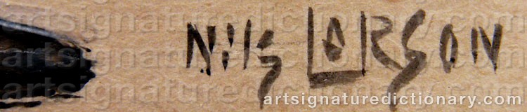 Authentic signature by Nils Alfred LARSON on  artwork