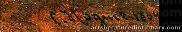 Authentic signature by Charles HOGUET on  artwork