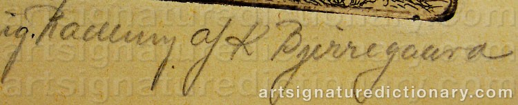 Authentic signature by K. BJERREGAARD on  artwork
