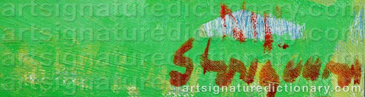 Authentic signature by Nis STOUGAARD on artwork