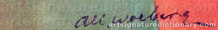 Authentic signature by Ali WOXBERG on  artwork
