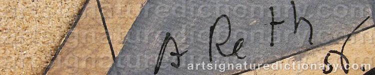 Authentic signature by Alfred RETH on Painting/Watercolour artwork
