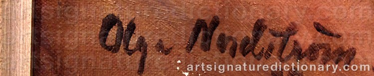 Authentic signature by Olga NORDSTRÖM on  artwork
