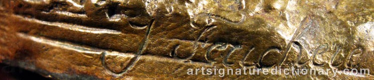 Authentic signature by Jean-Jacques FEUCHERE on  artwork