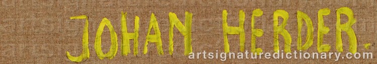 Authentic signature by Johan HERDER on  artwork