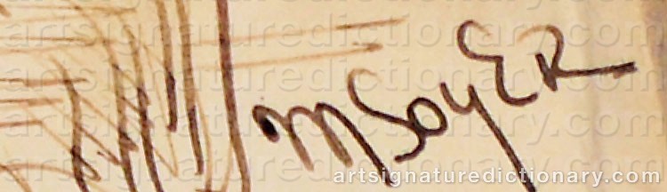 Authentic signature by Moses SOYER on Painting/Watercolour artwork