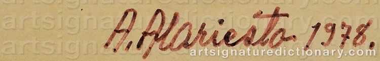 Authentic signature by Andreas ALARIESTO on artwork