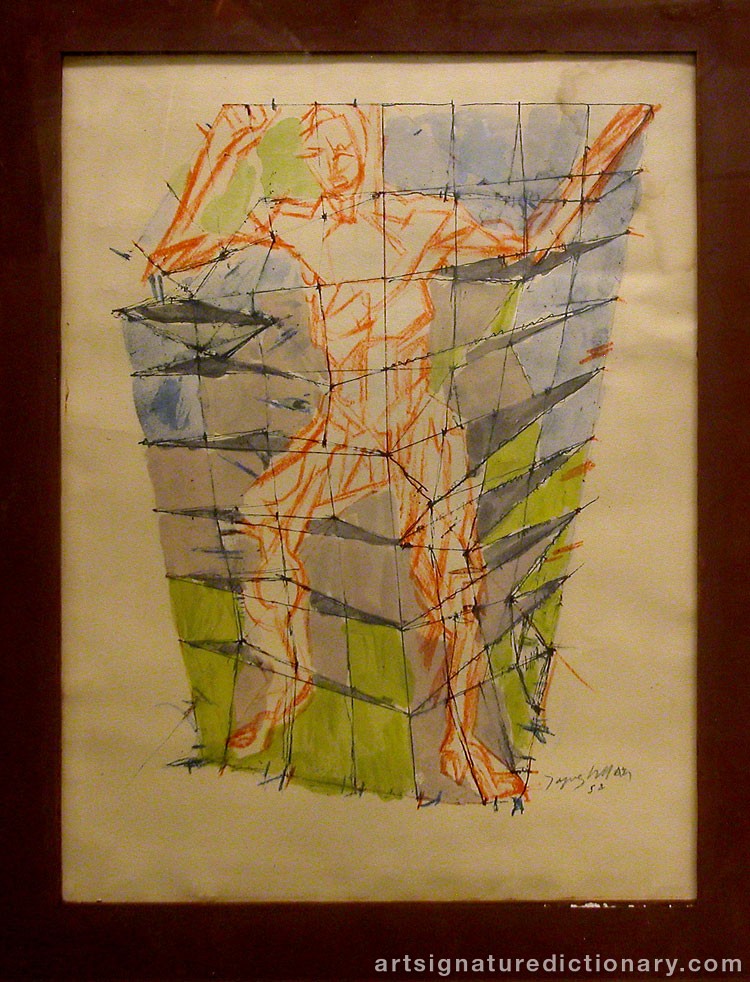 Close-up details showing Jacques VILLON signature forgery characteristics