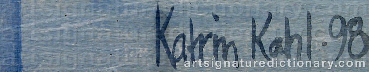 Authentic signature by Katrin KAHL on  artwork