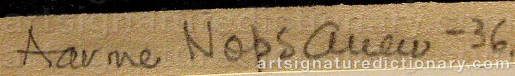 Authentic signature by Aarne NOPSANEN on artwork