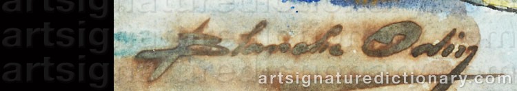 Authentic signature by Blanche ODIN on  artwork