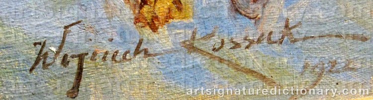 Authentic signature by Wojciech KOSSAK on Painting/Watercolour artwork