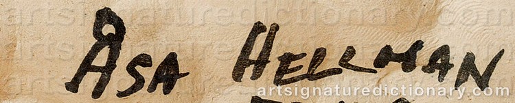 Authentic signature by Åsa HELLMAN on Painting/Watercolour artwork
