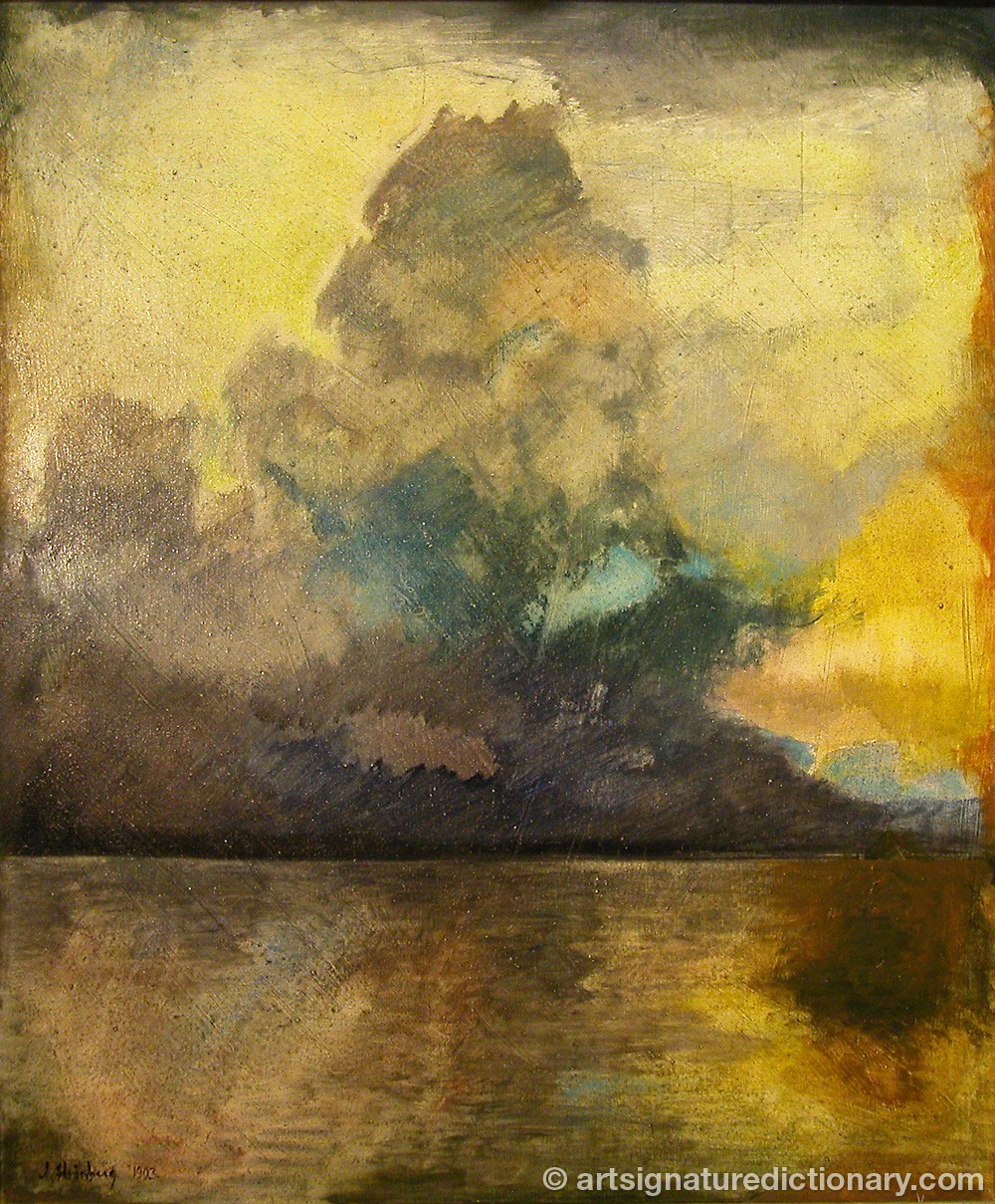 Close-up details showing August STRINDBERG signature forgery characteristics
