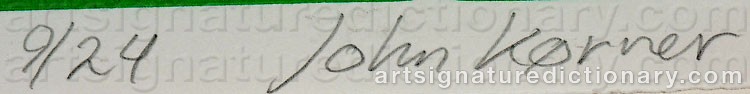 Authentic signature by John KØRNER on  artwork