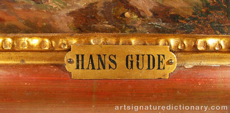 Close-up details showing Hans Fredrik GUDE signature forgery characteristics