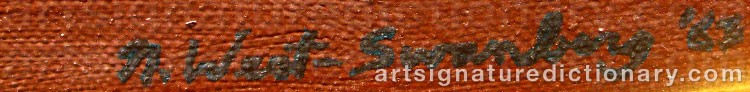 Authentic signature by N. WEST-SWANBERG on  artwork