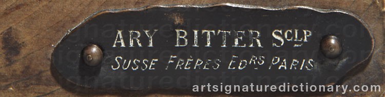 Authentic signature by Ary Jean Léon BITTER on artwork