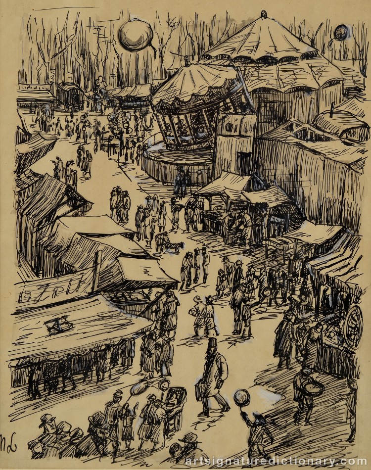 Close-up details showing Max LIEBERMANN signature forgery characteristics