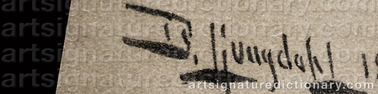 Authentic signature by David LJUNGDAHL on artwork