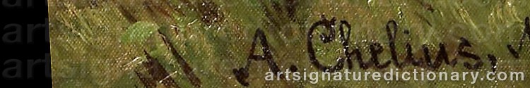 Authentic signature by Adolf CHELIUS on  artwork