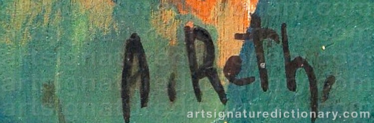 Authentic signature by Alfred RETH on Painting/Watercolour artwork