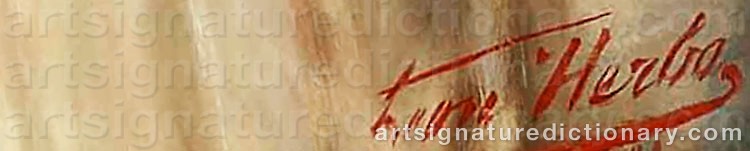 Authentic signature by Léon HERBO on  artwork