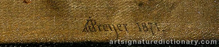 Authentic signature by Johann Wilhelm PREYER on Painting/Watercolour artwork