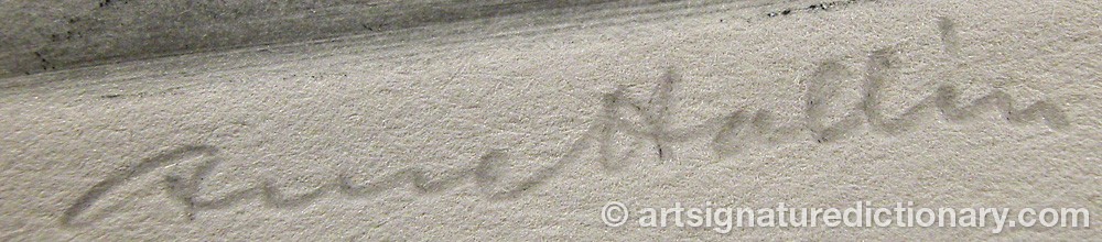 Authentic signature by Arne HALLÉN on  artwork