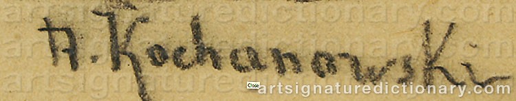 Authentic signature by Roman KOCHANOWSKI on artwork