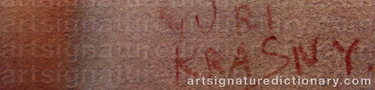 Authentic signature by Yuri Mihailovich KRASNY on artwork