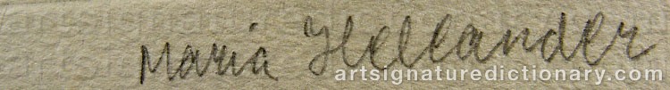 Authentic signature by Maria HELEANDER on  artwork