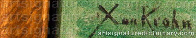 Authentic signature by Christian Cornelius ‘Xan’ KROHN on  artwork