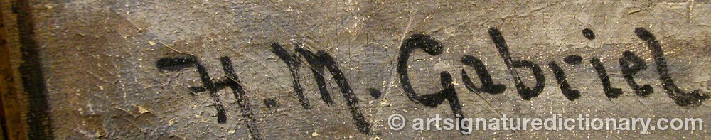 Authentic signature by H.m. GABRIEL on  artwork