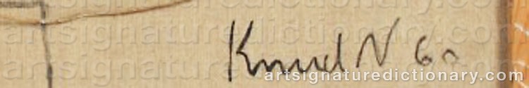 Authentic signature by Knud Aage NIELSEN on artwork