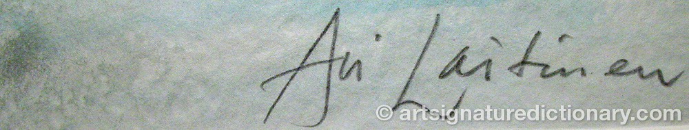 Authentic signature by Ari LAITINEN on  artwork