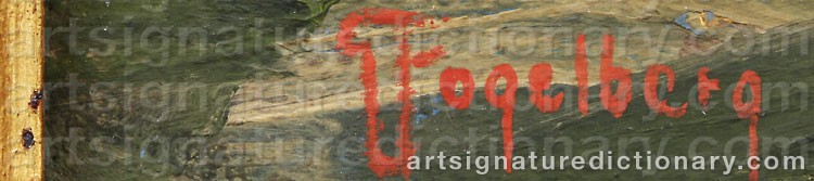 Authentic signature by Gustaf FOGELBERG on  artwork