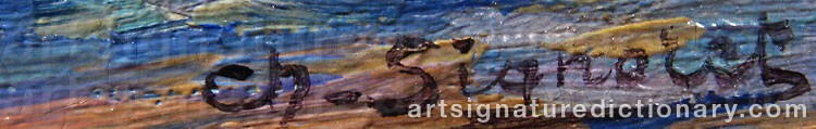 Authentic signature by Charles SIGNOLET on  artwork