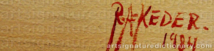 Authentic signature by Rida Angelo KEDER on  artwork