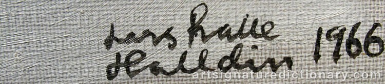 Authentic signature by Lars Halle HALLDIN on artwork
