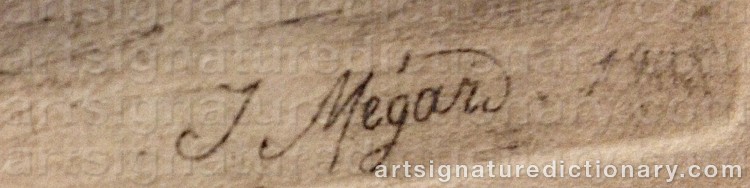 Authentic signature by Joseph MÉGARD on Drawing/Graphic/Print artwork