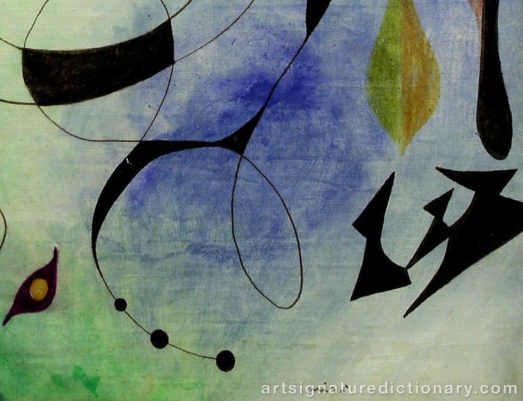Close-up details showing Joan MIRO signature forgery characteristics