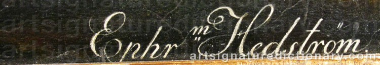Authentic signature by Ephraim HEDSTRÖM on  artwork
