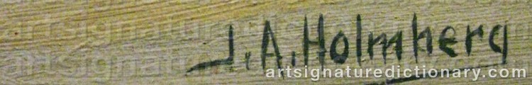 Authentic signature by J. A. HOLMBERG on  artwork