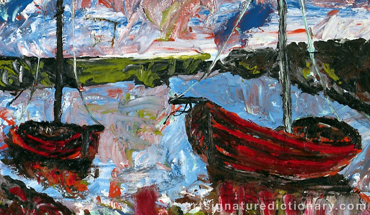 Close-up details showing Albin AMELIN signature forgery characteristics