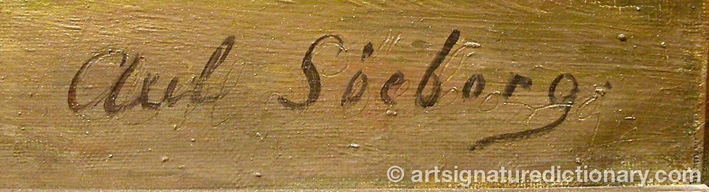 Authentic signature by Axel SØEBORG on  artwork