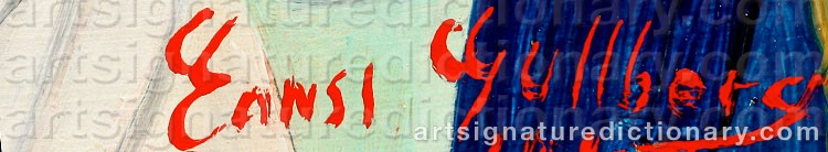 Authentic signature by Ernst GULLBERG on  artwork